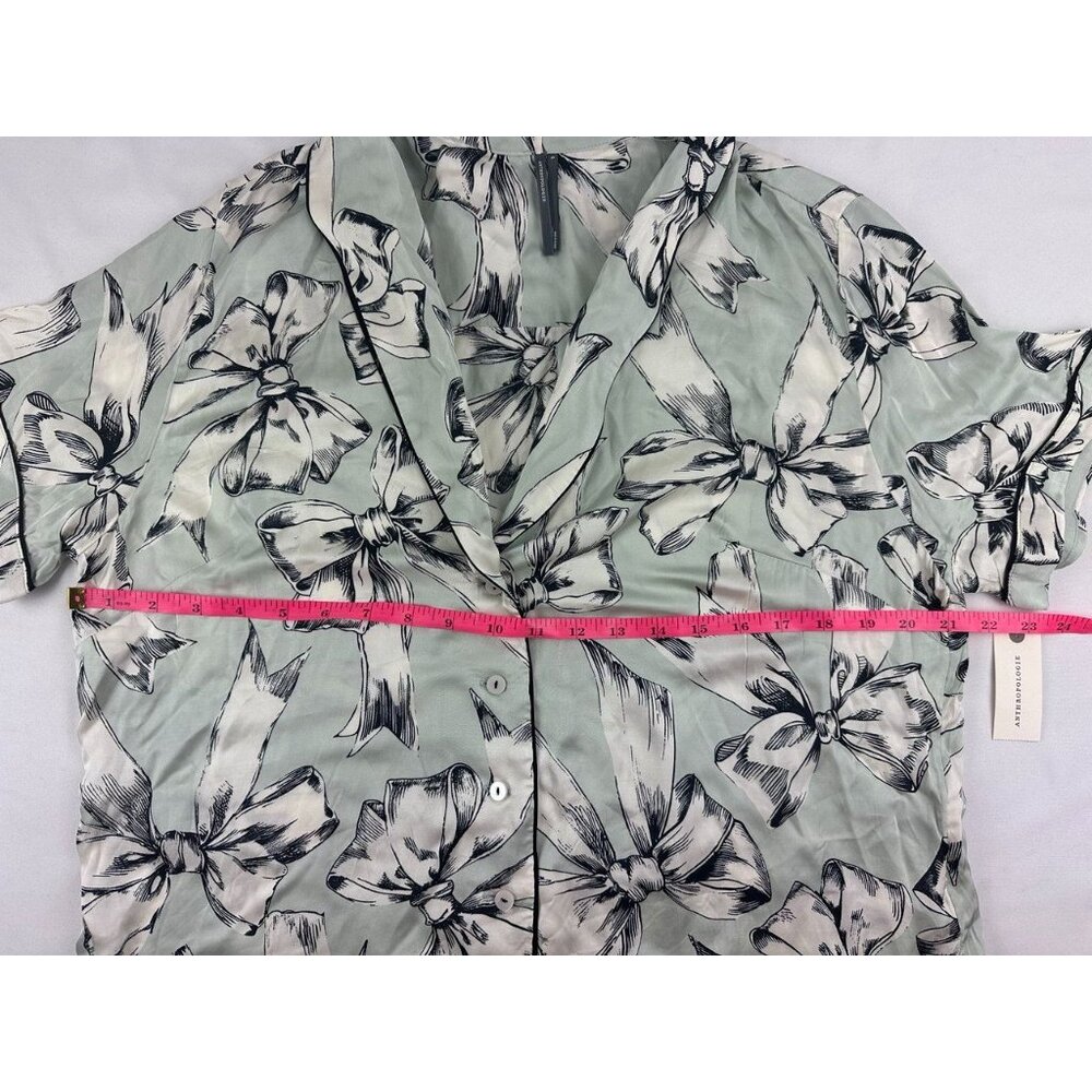 NWT Anthropologie Bow Print Women's Pajama top - Black and White Size Large - Picture 7 of 7
